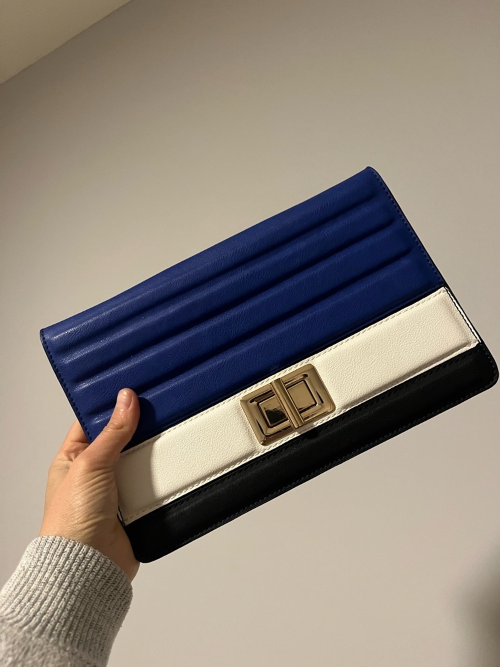 Colorblock Blue, White & Black Women's Clutch